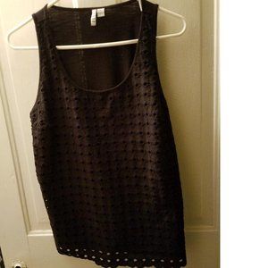Elle Eyelet Black Sleeveless Top Dressy Size: XL Women's